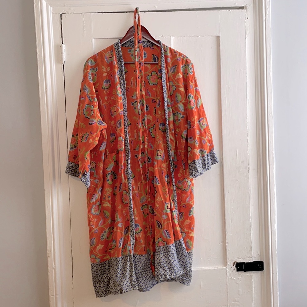 100% cotton robe with belt